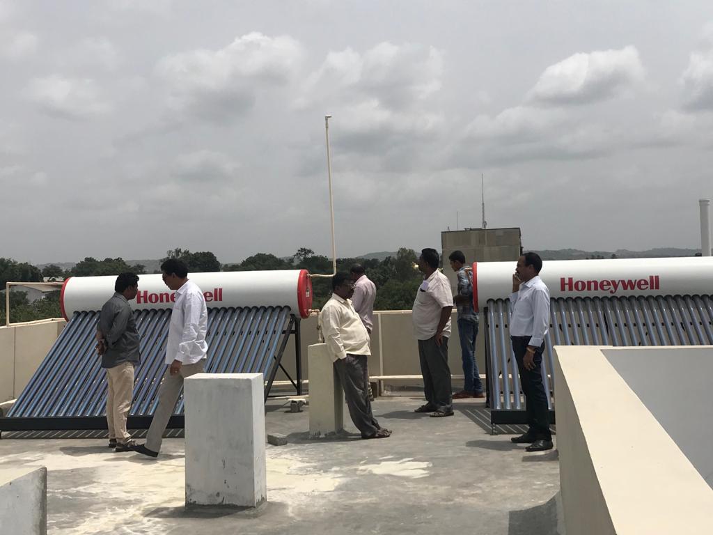 Solar water heaters installed on a terrace
